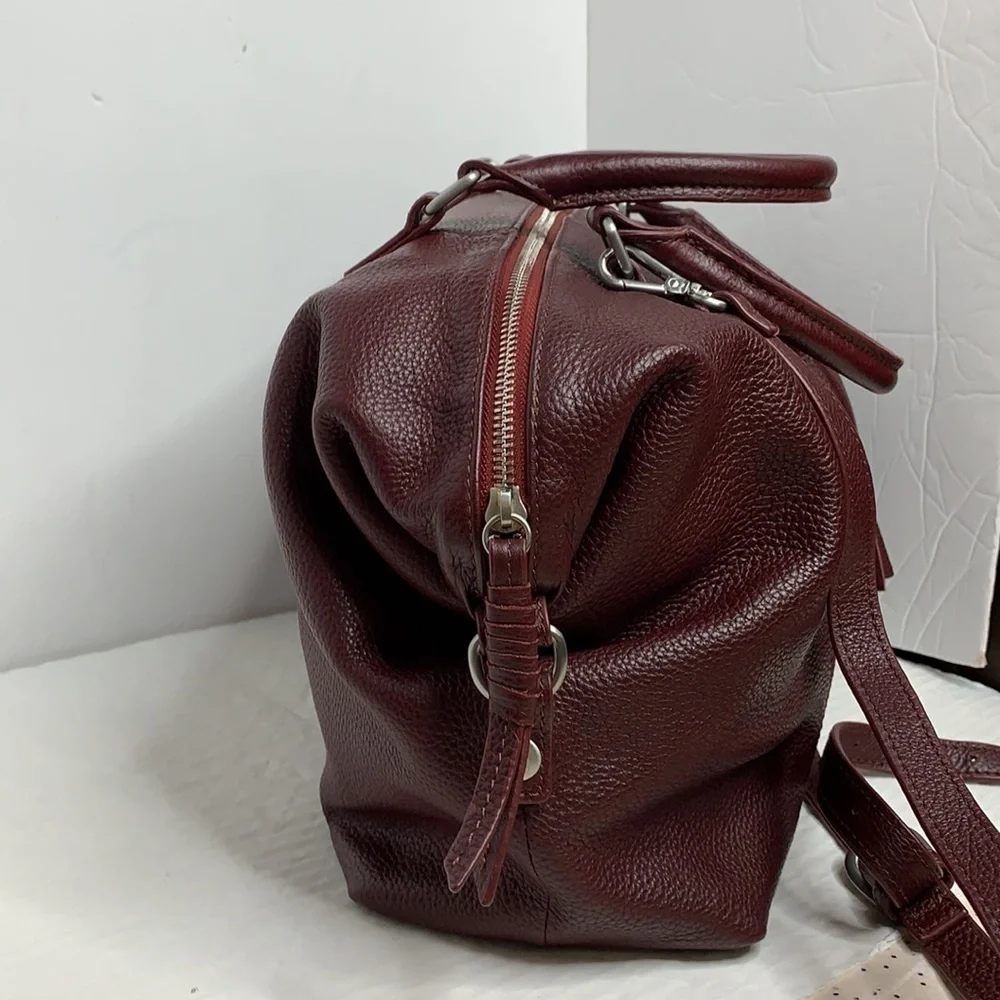 M London Convertible Deep Red Leather Satchel